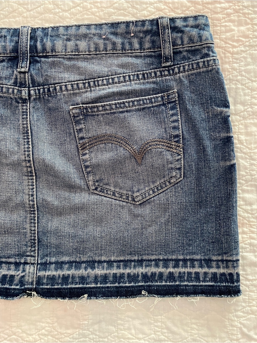 SO - Juniors Size 11 Distressed Denim Mini Skirt - Picture 6 of 11